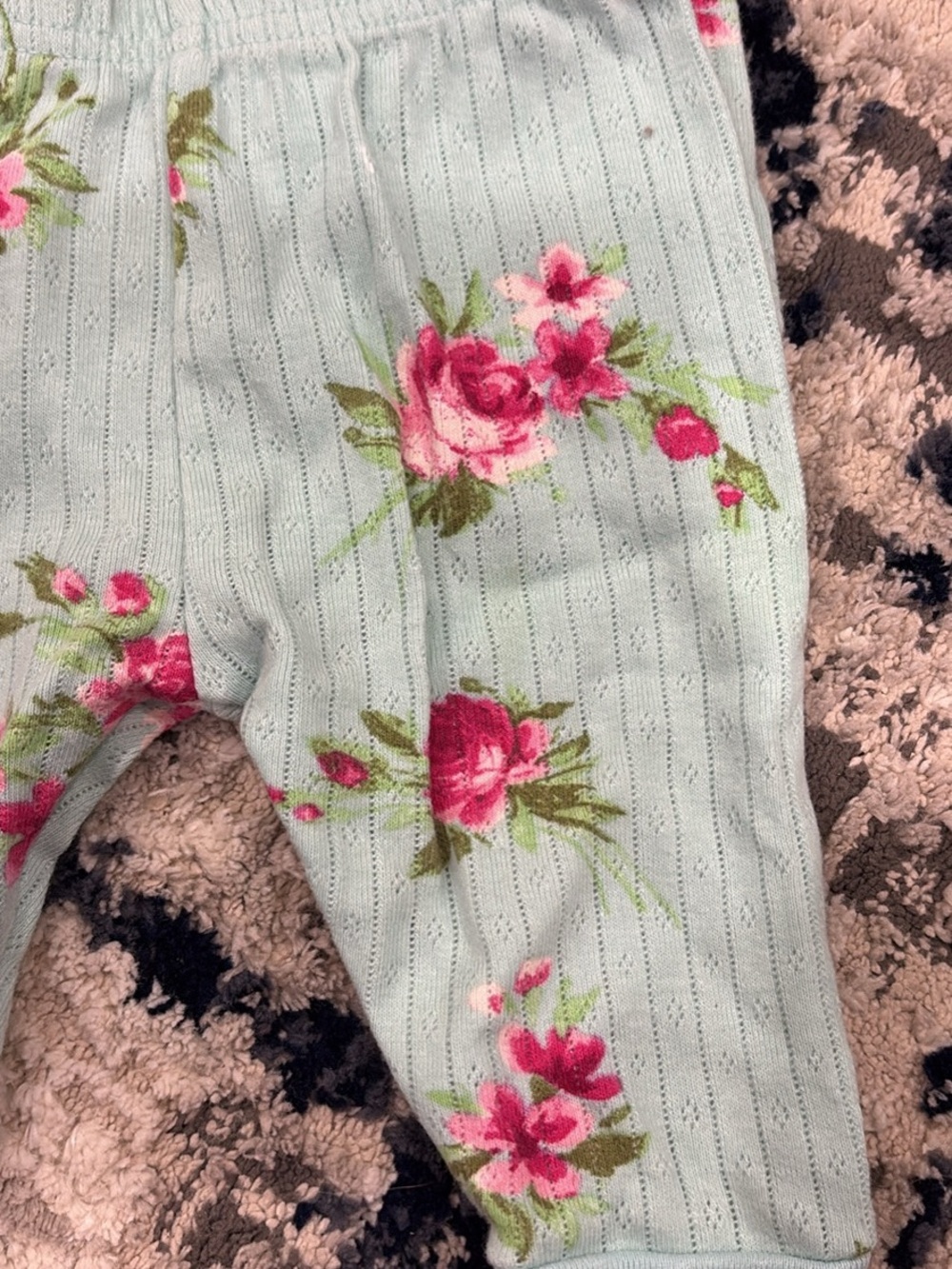 Kids Floral Thermal Matching Set - Light Mint with Pink Roses - Picture 6 of 6